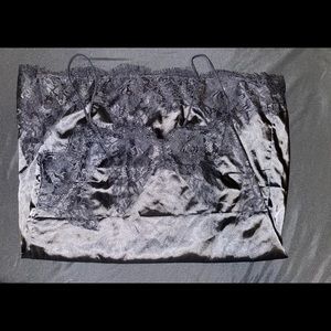 Black lace and silk night gown